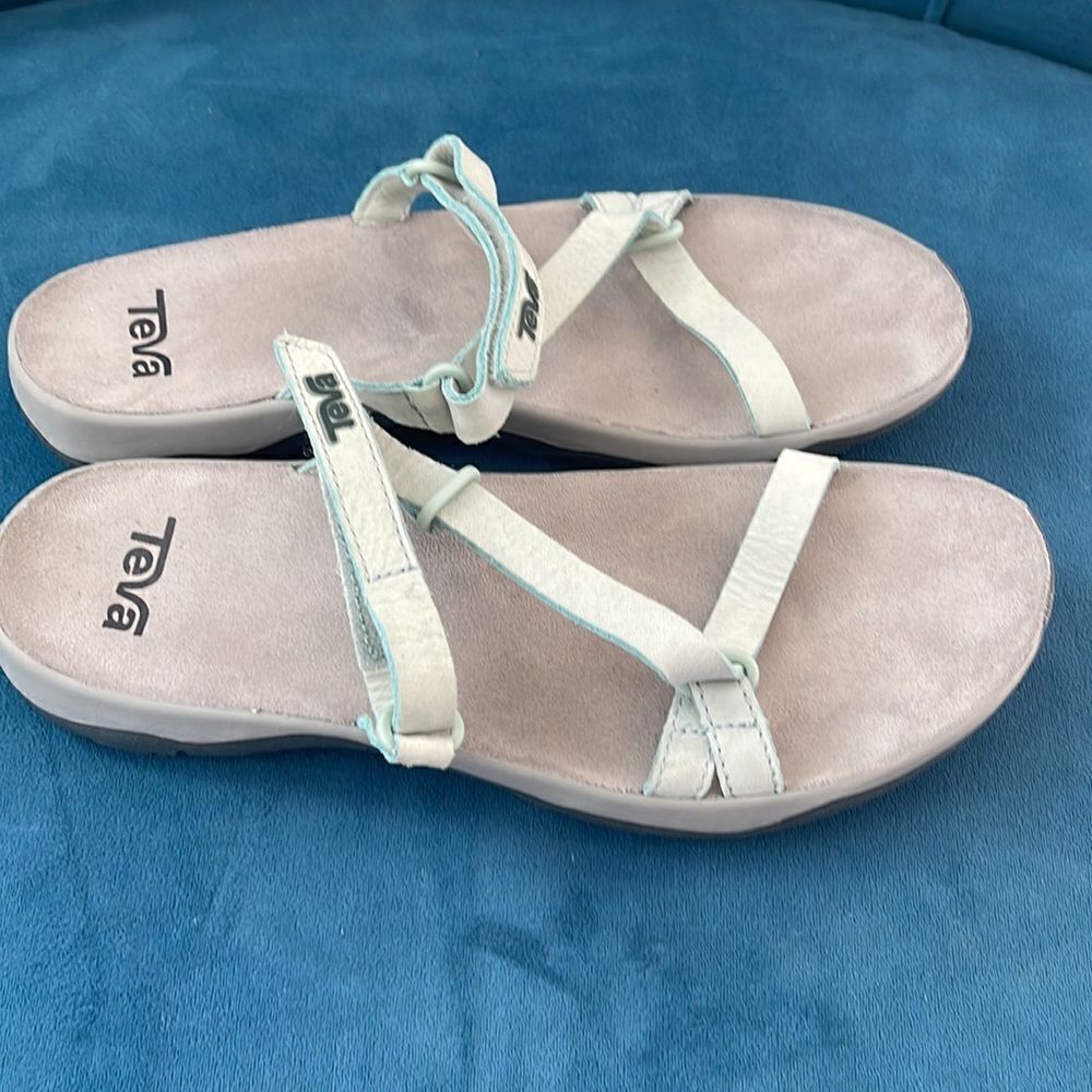 Teva Elzada Leather Slide Gray Mist Sandals size 9